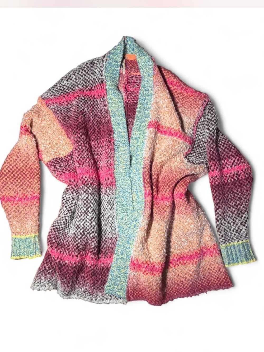Free People Daydreamer Cardigan S Multicolor Patchwork Oversized Boho - Picture 5 of 7